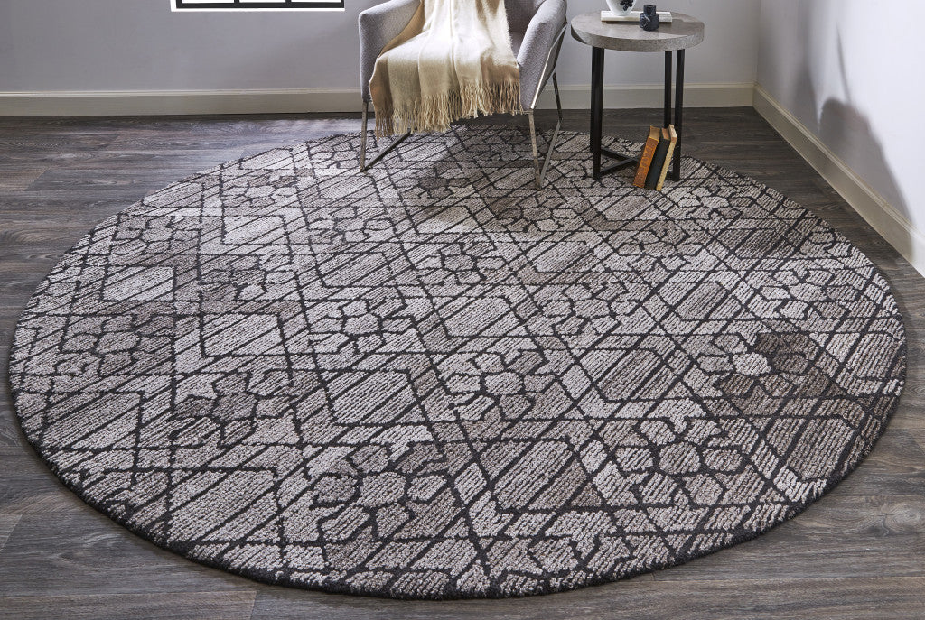 5' X 8' Black and Taupe Wool Paisley Hand Tufted Area Rug