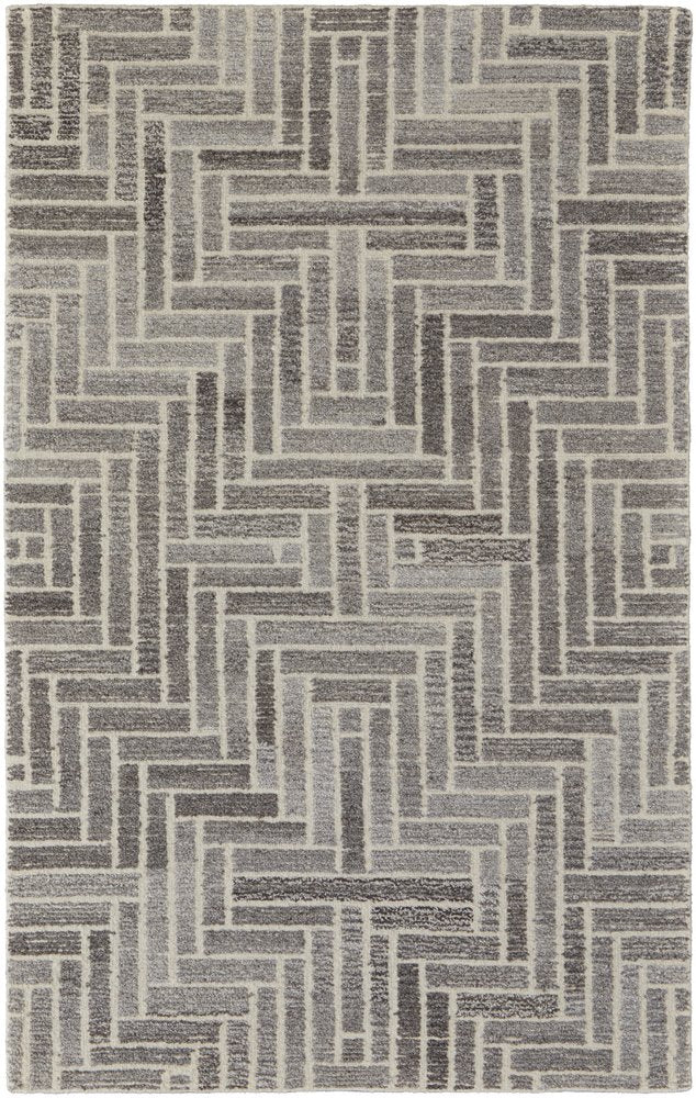 10' X 14' Tan and Gray Wool Geometric Hand Tufted Area Rug