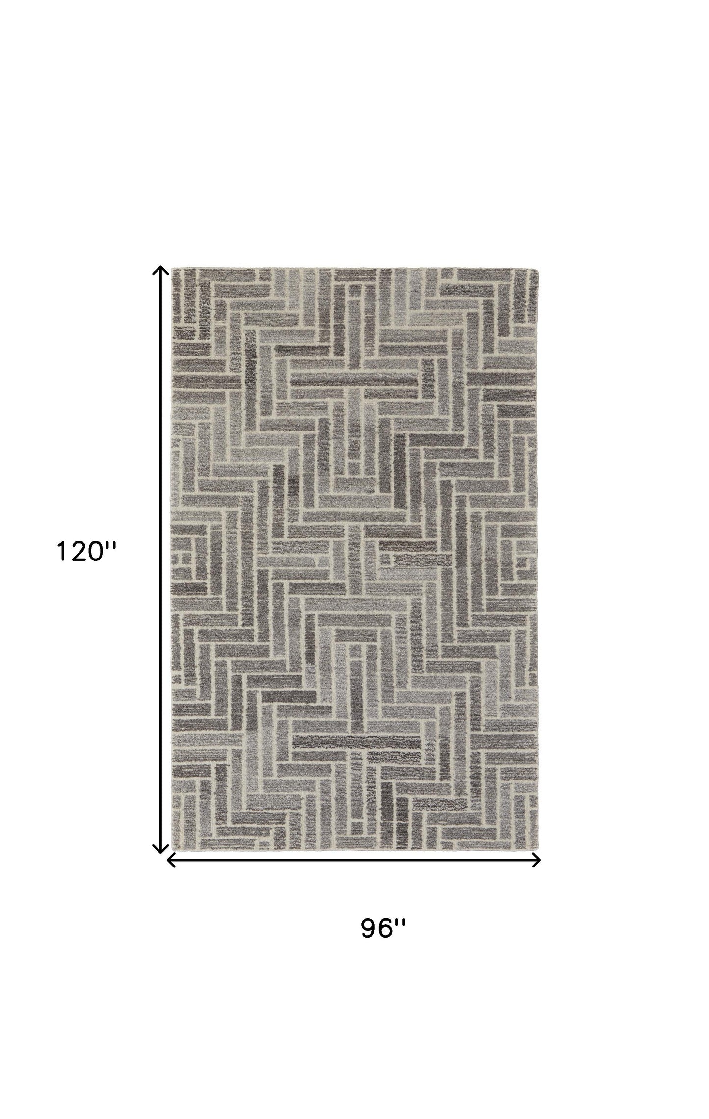 5' X 8' Tan and Gray Wool Geometric Hand Tufted Area Rug