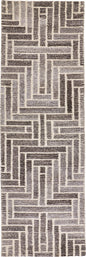 5' X 8' Tan and Gray Wool Geometric Hand Tufted Area Rug