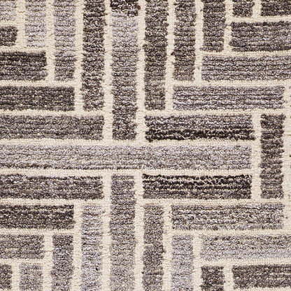 5' X 8' Tan and Gray Wool Geometric Hand Tufted Area Rug