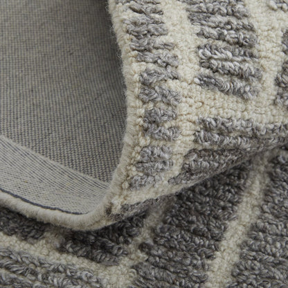 10' X 14' Tan and Gray Wool Geometric Hand Tufted Area Rug