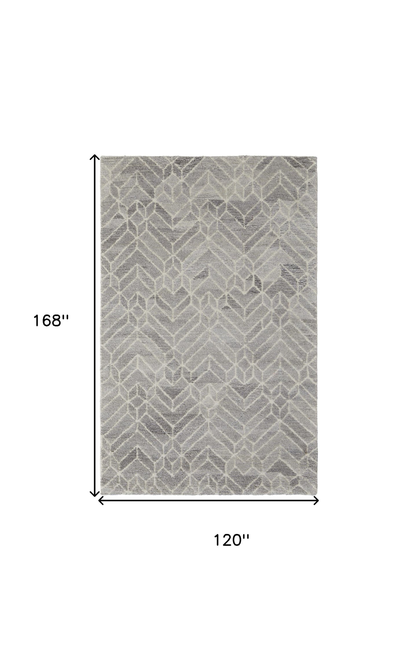 8' Runner Gray and Ivory Wool Geometric Hand Tufted Runner Rug