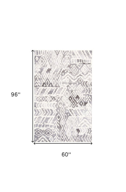 10' X 14' Gray and White Wool Abstract Geometric Hand Tufted Area Rug