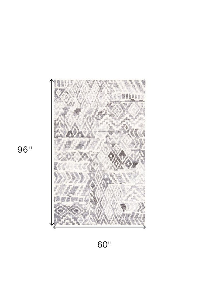 10' X 14' Gray and White Wool Abstract Geometric Hand Tufted Area Rug