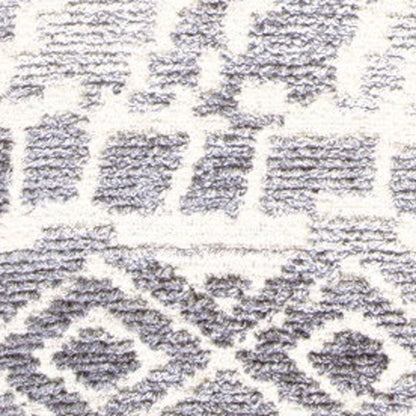 10' X 14' Gray and White Wool Abstract Geometric Hand Tufted Area Rug