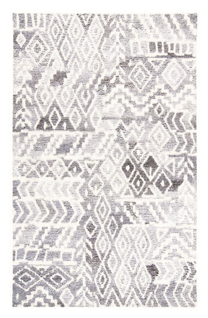 10' X 14' Gray and White Wool Abstract Geometric Hand Tufted Area Rug