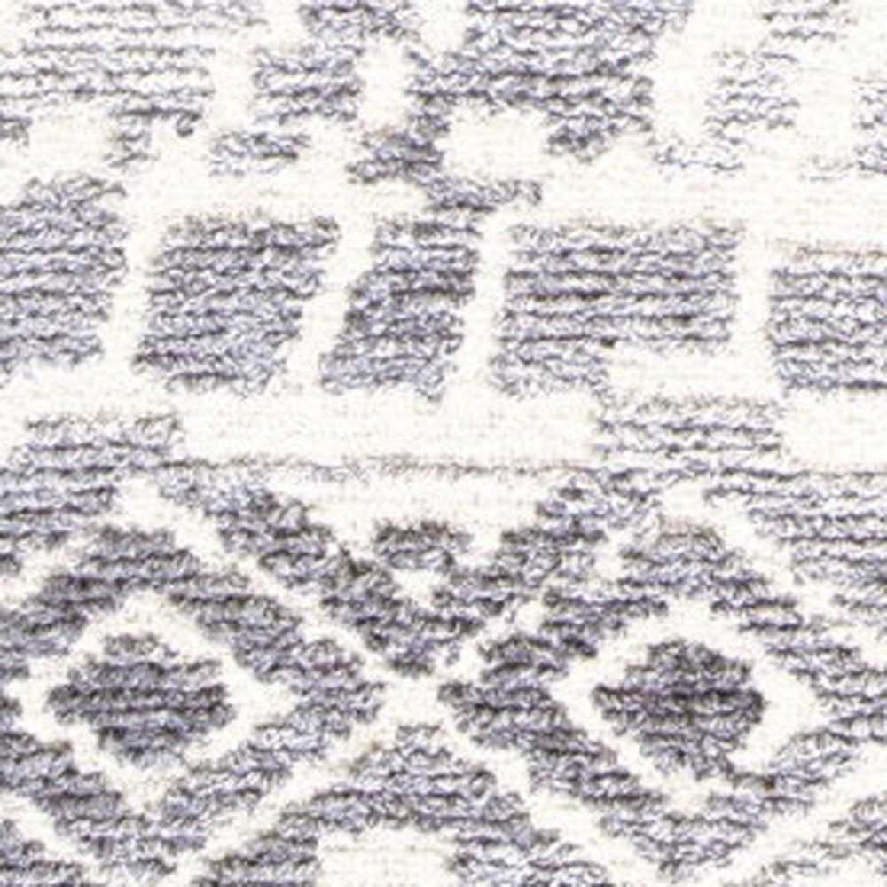 9' X 12' Gray and White Wool Abstract Geometric Hand Tufted Area Rug