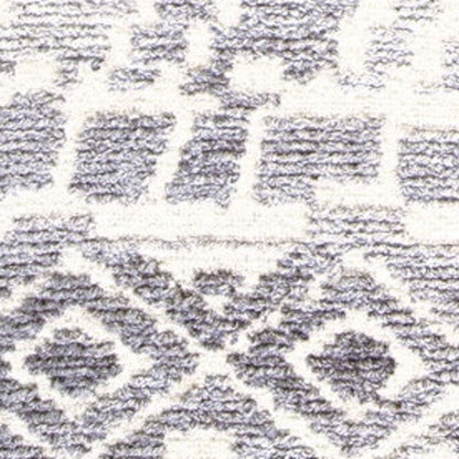 9' X 12' Gray and White Wool Abstract Geometric Hand Tufted Area Rug