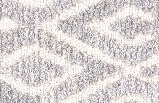 9' X 12' Gray and White Wool Abstract Geometric Hand Tufted Area Rug