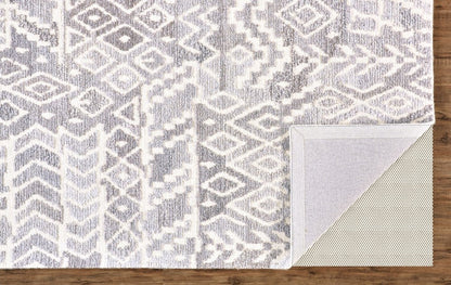 9' X 12' Gray and White Wool Abstract Geometric Hand Tufted Area Rug