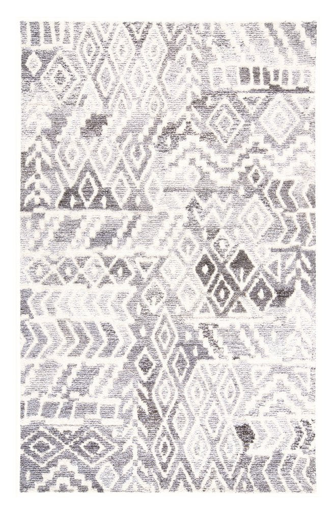 9' X 12' Gray and White Wool Abstract Geometric Hand Tufted Area Rug