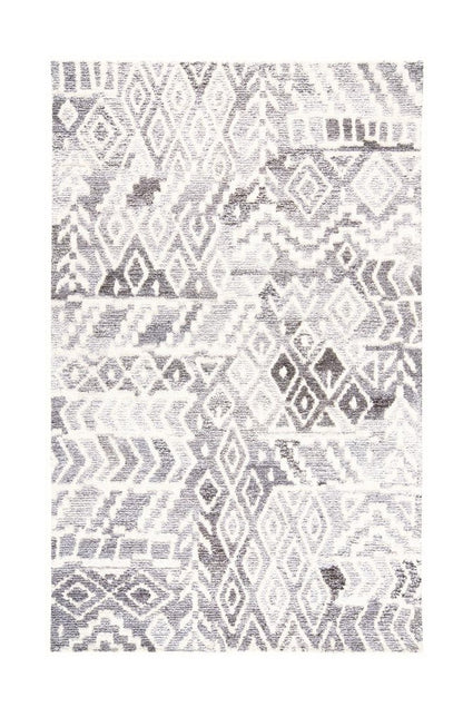 9' X 12' Gray and White Wool Abstract Geometric Hand Tufted Area Rug