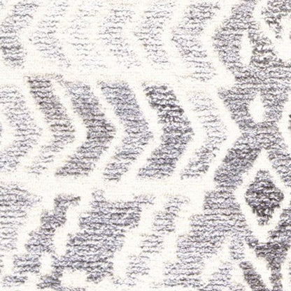9' X 12' Gray and White Wool Abstract Geometric Hand Tufted Area Rug