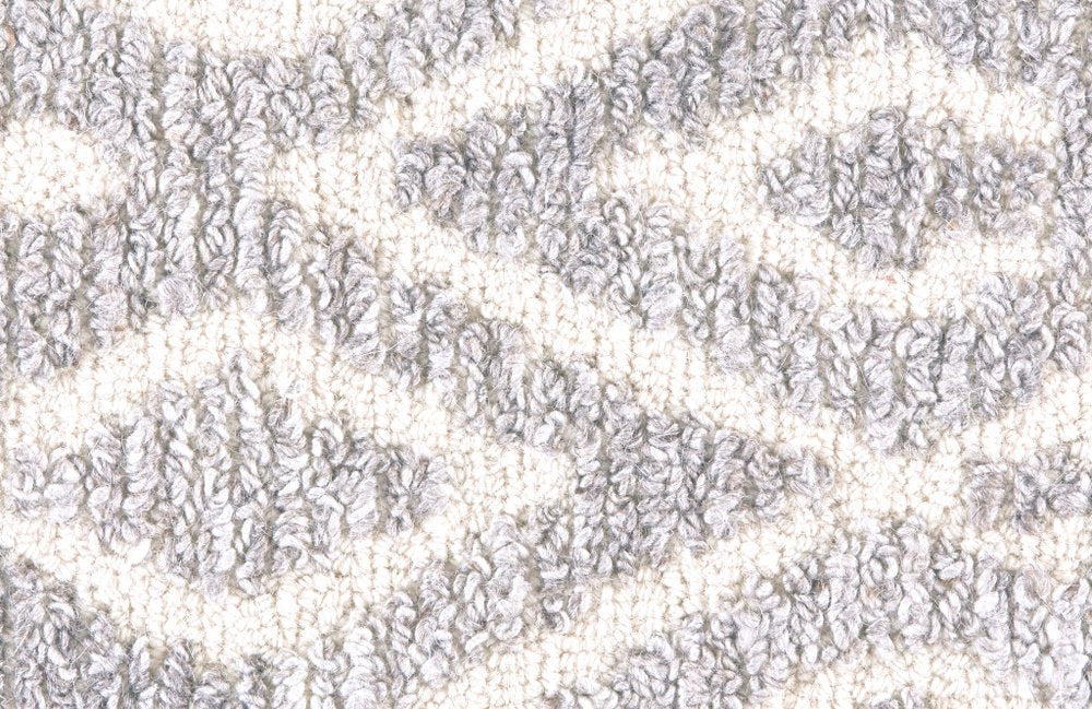 9' X 12' Gray and White Wool Abstract Geometric Hand Tufted Area Rug