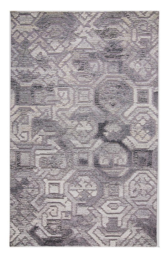 10' X 14' Gray and Ivory Wool Abstract Hand Tufted Area Rug