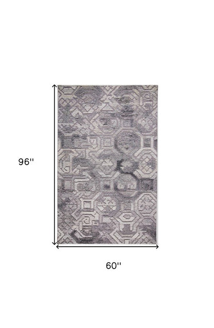 10' X 14' Gray and Ivory Wool Abstract Hand Tufted Area Rug