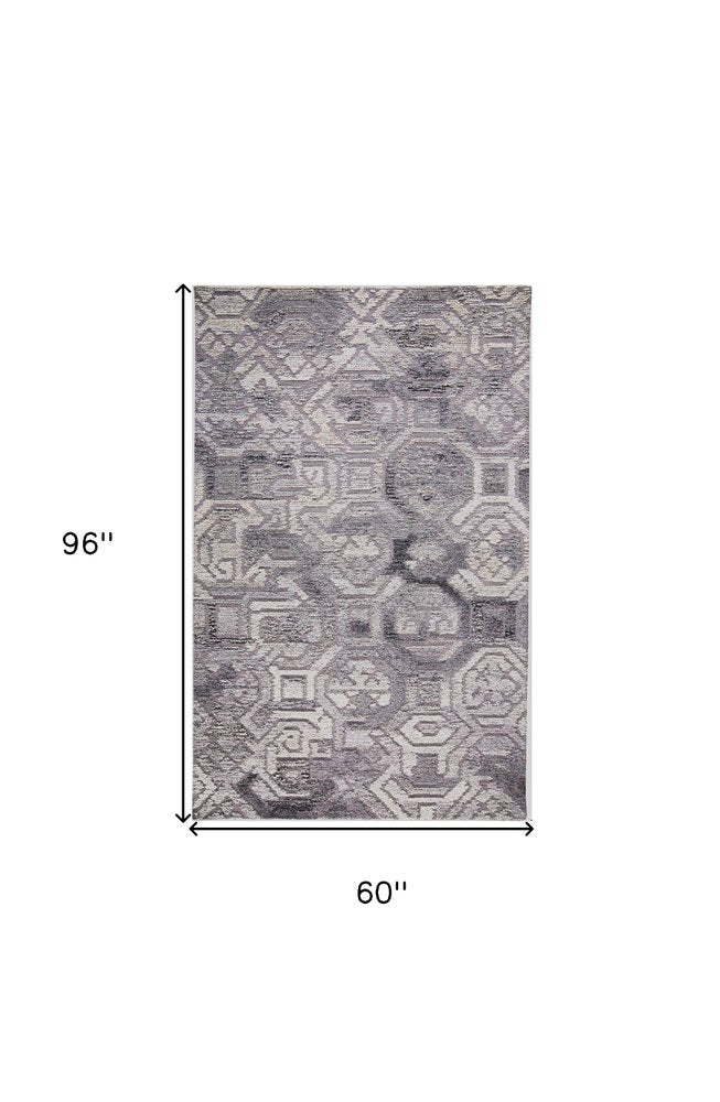 9' X 12' Gray and Ivory Wool Abstract Hand Tufted Area Rug