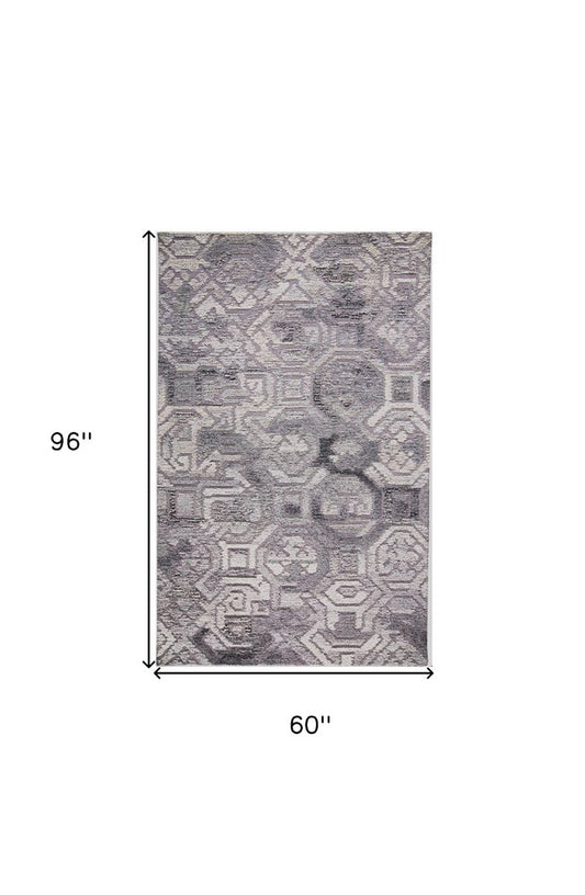 9' X 12' Gray and Ivory Wool Abstract Hand Tufted Area Rug