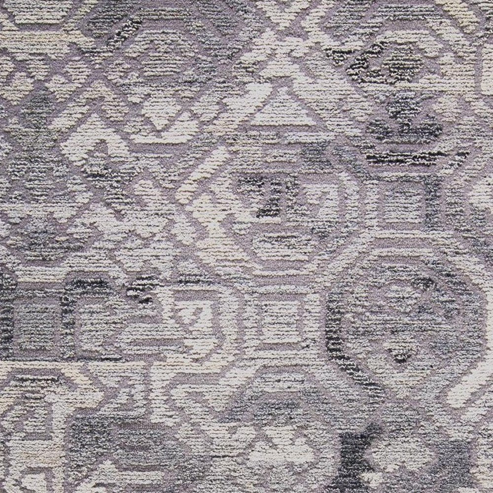 9' X 12' Gray and Ivory Wool Abstract Hand Tufted Area Rug