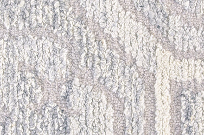 10' X 14' Gray and Ivory Wool Abstract Hand Tufted Area Rug