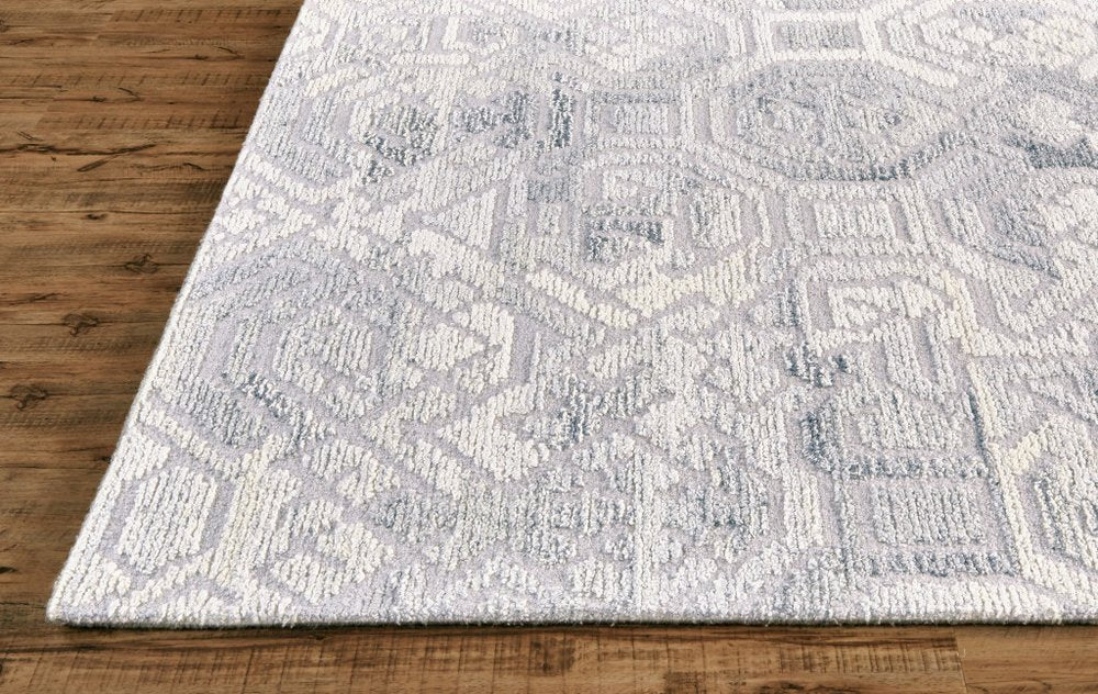 10' X 14' Gray and Ivory Wool Abstract Hand Tufted Area Rug