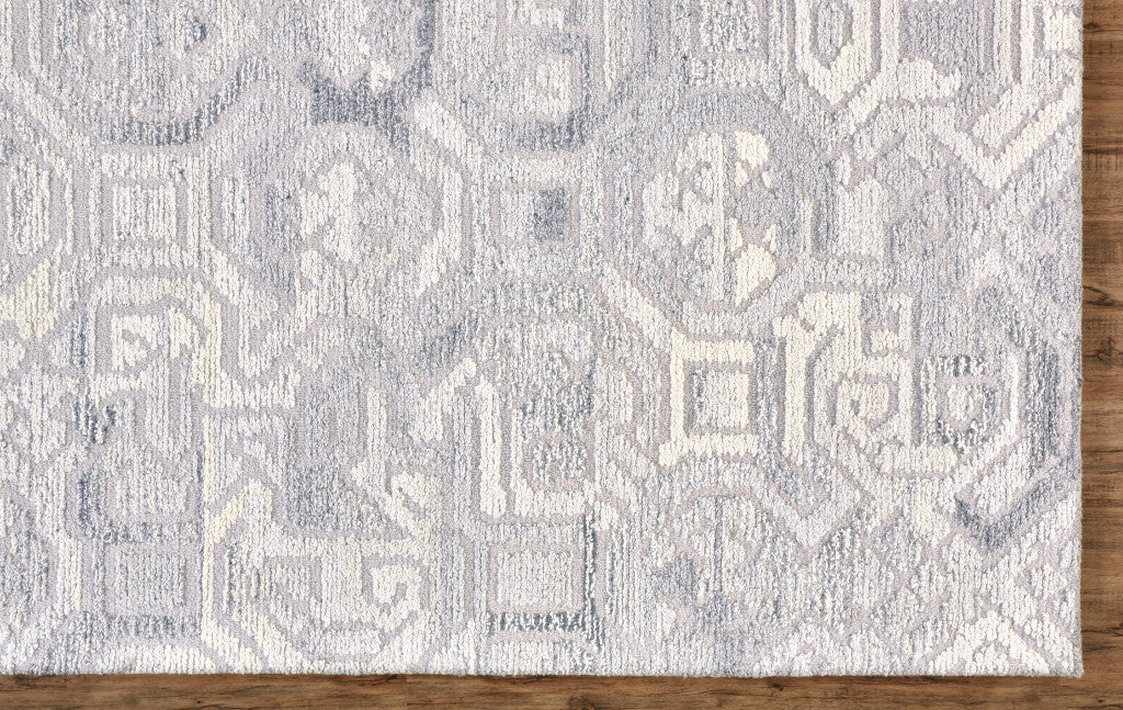 5' X 8' Gray and Ivory Wool Abstract Hand Tufted Area Rug