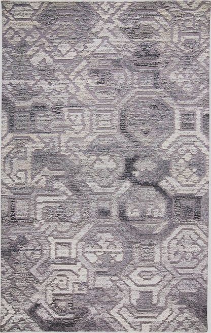 8' X 10' Gray and Ivory Wool Abstract Hand Tufted Area Rug