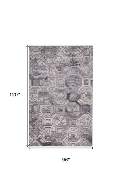 8' X 10' Gray and Ivory Wool Abstract Hand Tufted Area Rug