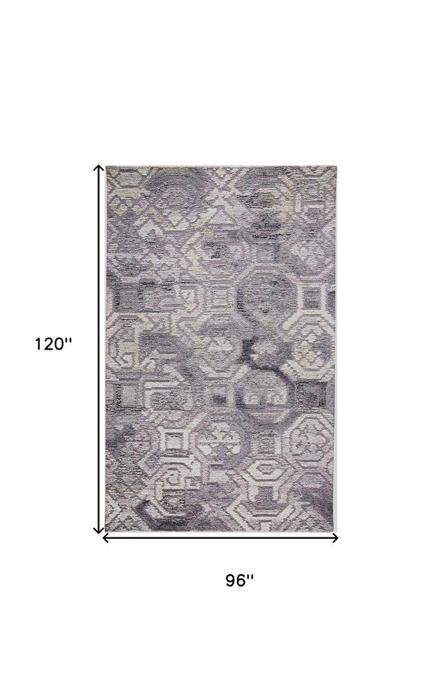 8' X 10' Gray and Ivory Wool Abstract Hand Tufted Area Rug