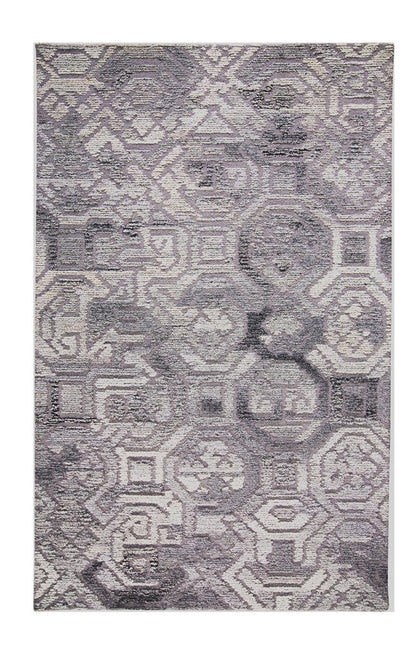 8' X 10' Gray and Ivory Wool Abstract Hand Tufted Area Rug