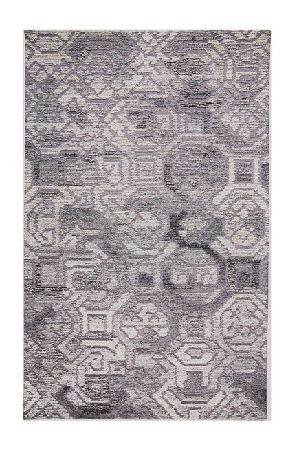 9' X 12' Gray and Ivory Wool Abstract Hand Tufted Area Rug