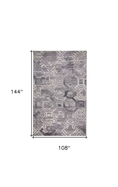 8' X 10' Gray and Ivory Wool Abstract Hand Tufted Area Rug