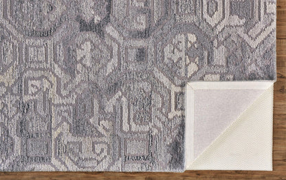 5' X 8' Gray and Ivory Wool Abstract Hand Tufted Area Rug