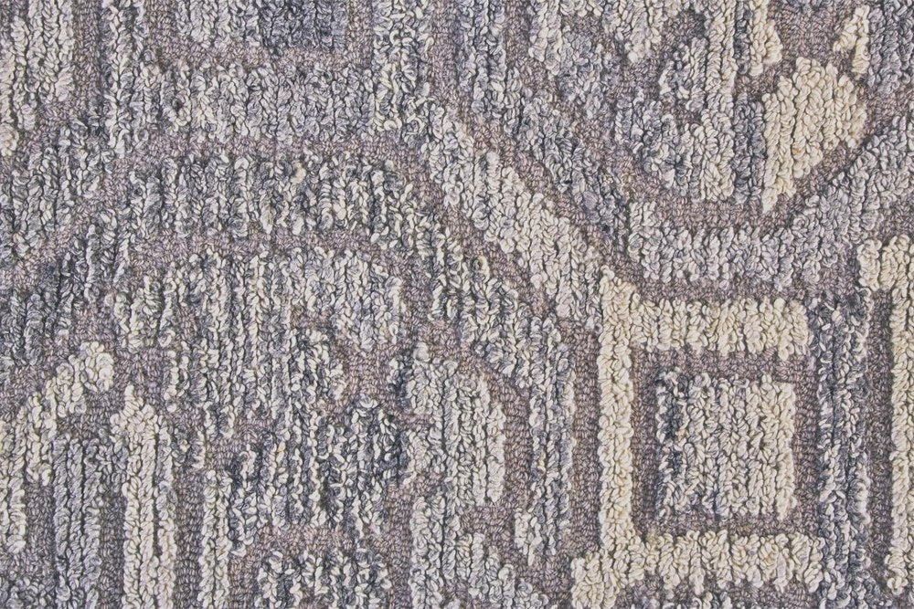9' X 12' Gray and Ivory Wool Abstract Hand Tufted Area Rug