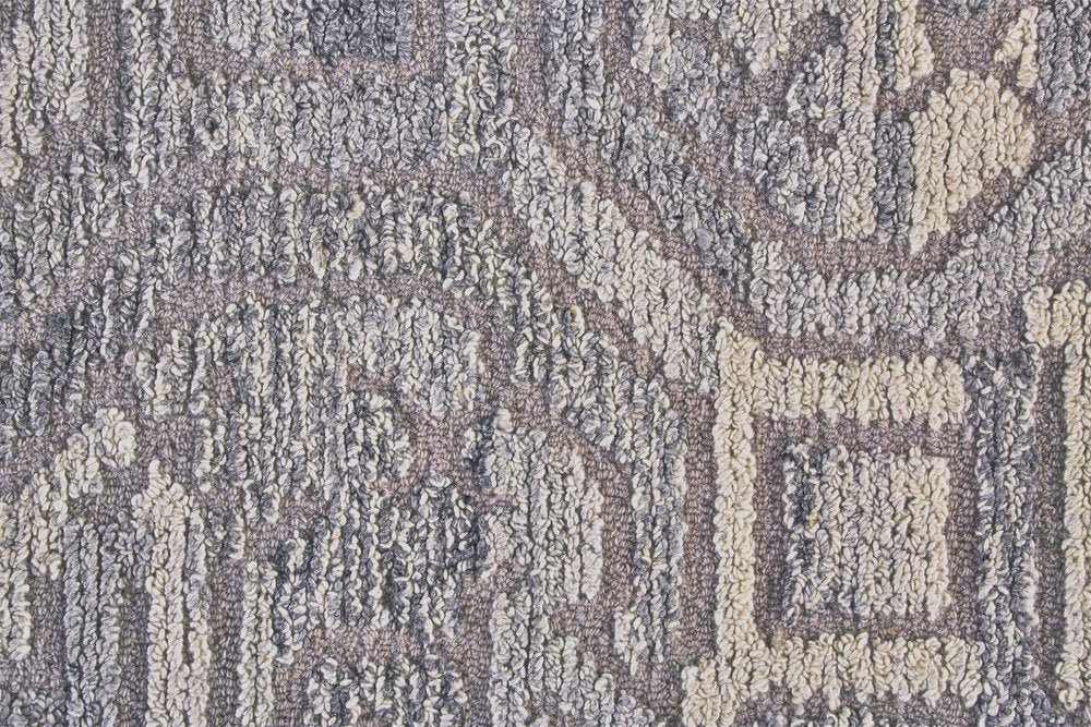 8' X 10' Gray and Ivory Wool Abstract Hand Tufted Area Rug