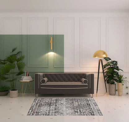 7' X 10' Gray and Ivory Oriental Distressed Area Rug