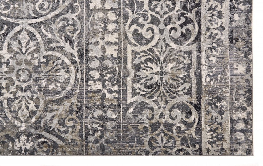 5' X 8' Gray Ivory And Taupe Abstract Stain Resistant Area Rug