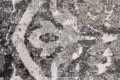 8' Gray and Ivory Abstract Runner Rug
