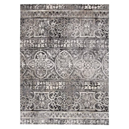 4' X 6' Gray Ivory And Taupe Abstract Stain Resistant Area Rug