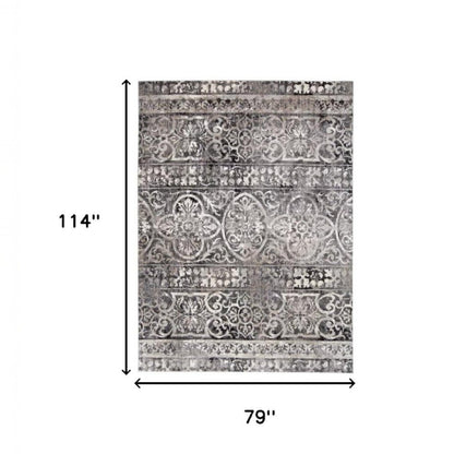 5' X 8' Gray Ivory And Taupe Abstract Stain Resistant Area Rug