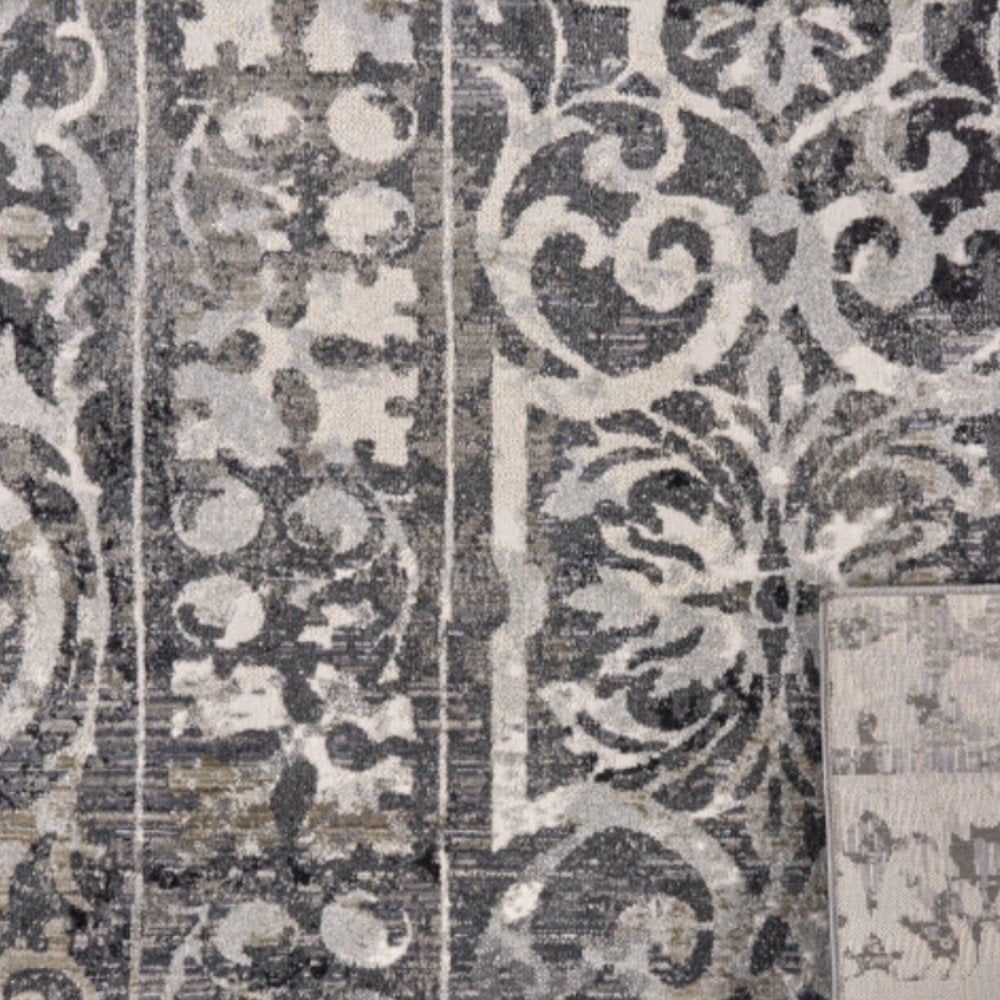 5' X 8' Gray Ivory And Taupe Abstract Stain Resistant Area Rug