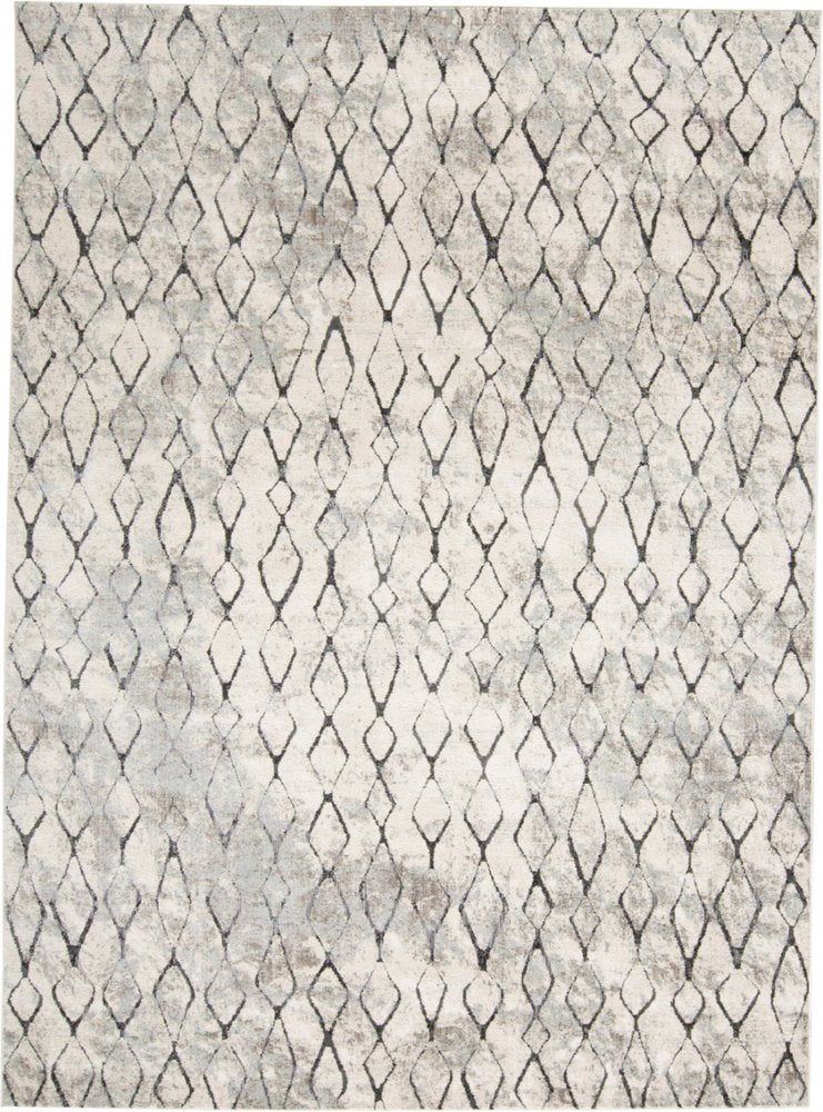 7' X 10' Gray And Ivory Geometric Area Rug