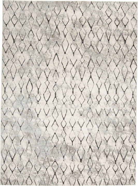 10' X 14' Gray And Ivory Geometric Area Rug