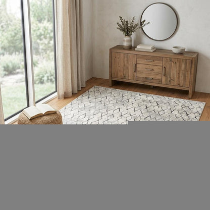 4' X 6' Gray And Ivory Geometric Area Rug