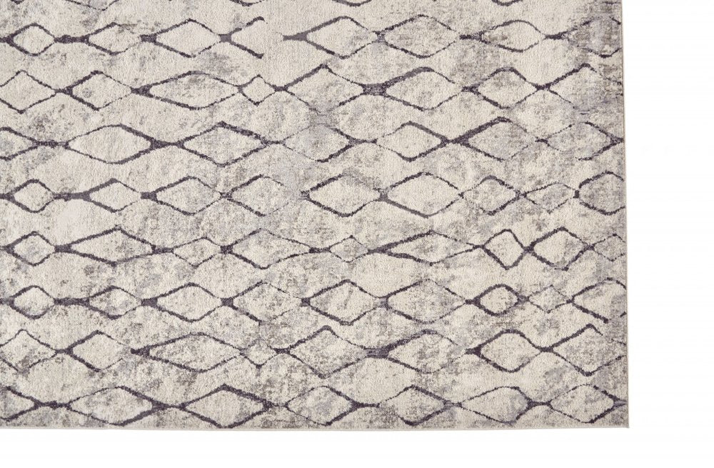 10' X 14' Gray And Ivory Geometric Area Rug