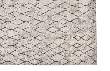 10' X 14' Gray And Ivory Geometric Area Rug