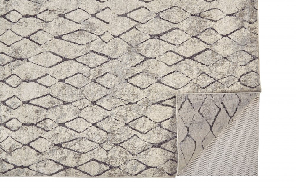 10' X 14' Gray And Ivory Geometric Area Rug