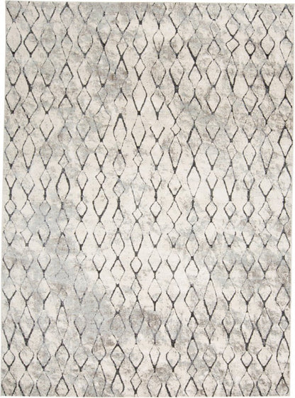 7' X 10' Gray And Ivory Geometric Area Rug