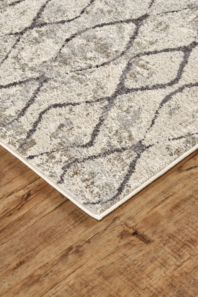10' X 14' Gray And Ivory Geometric Area Rug